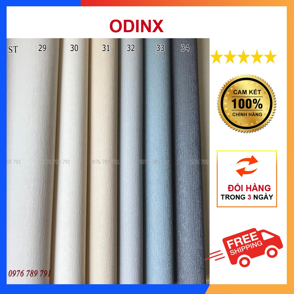 Giấy Dán Tường Phòng Ngủ Trơn Giả Vải Đẹp Cao Cấp Lụa Không Keo Khổ 53cm Màu Trắng, Vàng, Xanh ODINX