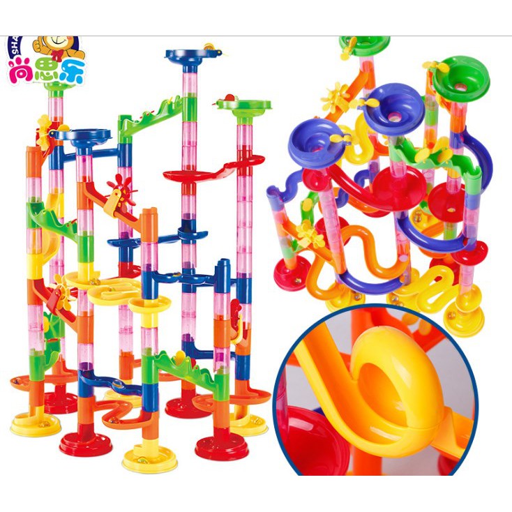 Đồ chơi trí tuệ,sáng tạo an toàn cho bé, bộ lắp ghép mê cung thả bi marble run bé vừa lắp ráp vừa chơi thả 30 viên bi