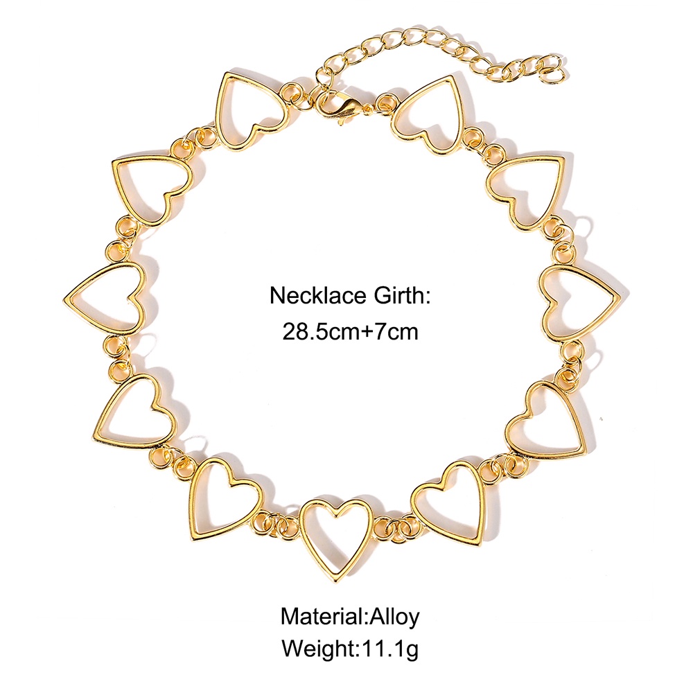 Dây chuyền choker trái tim rỗng màu vàng bạc phong cách Hàn Quốc thời trang dành cho nữ