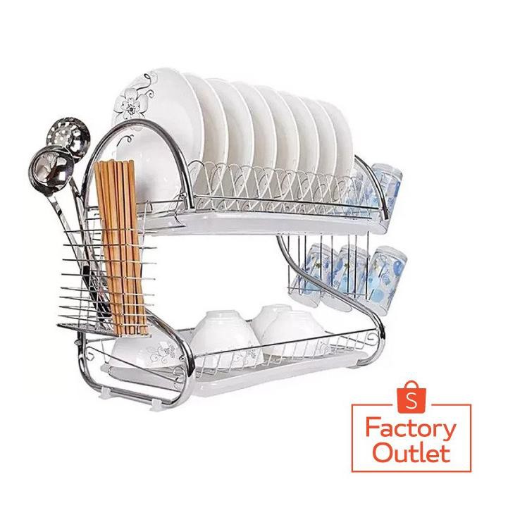 Giá Để Đĩa 2 Tầng Bằng Thép Không Gỉ Tiện Dụng
