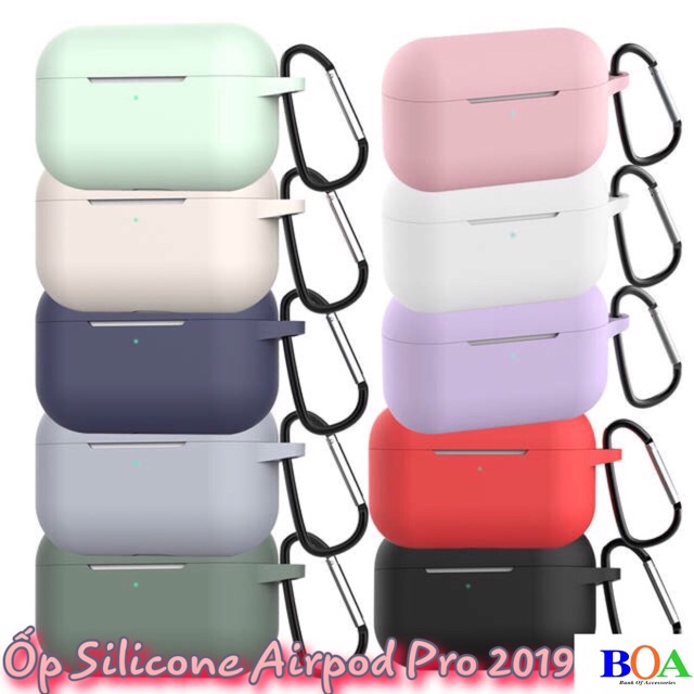 Ốp Silicone Airpod Pro 2019 chống bẩn - chống va đập kèm móc đeo