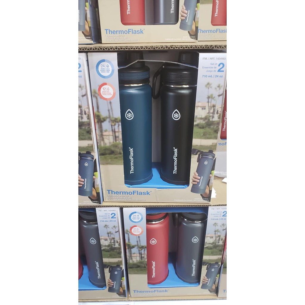 Bộ 2 bình giữ nhiệt nóng lạnh ThermoFlask chính hãng từ Mỹ 24oz (700ml)