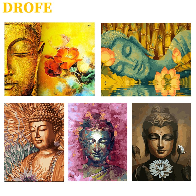 DROFE Bộ Tranh Sơn Dầu Hình Phật Tổ 40x50cm 16 'X20' 'DIY