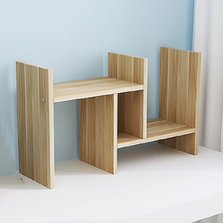 Kệ sách gỗ để bàn trang trí chất liệu gỗ MDF lắp ghép dễ dàng màu vân gỗ