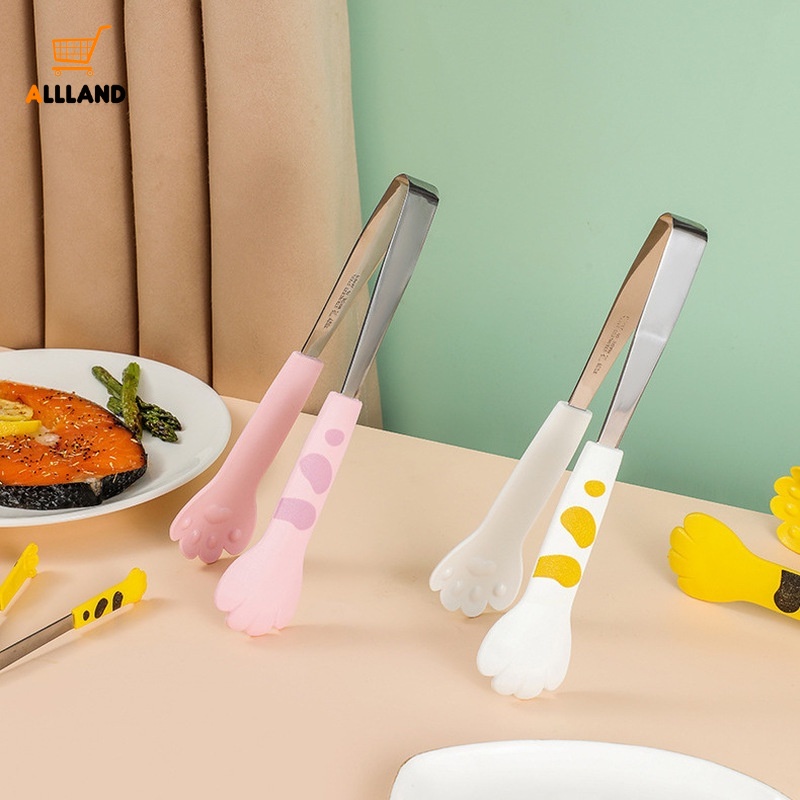 Kẹp Gắp Thức Ăn/Nước Đá Hình Dấu Chân Mèo Dễ Thương Bằng Thép Không Gỉ 12CM Cho Nhà Bếp