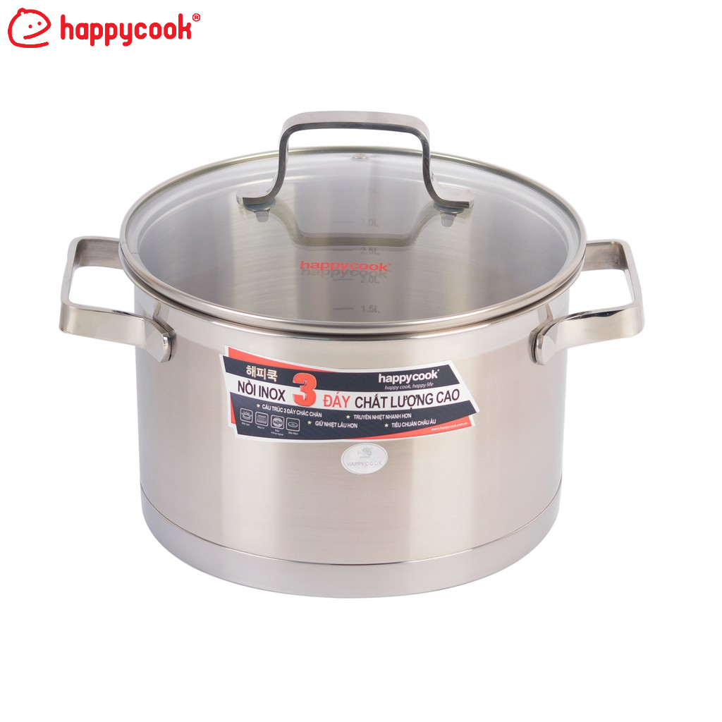 Nồi inox cao cấp 3 đáy Happy Cook Richard Plus 24cm N24-RSP