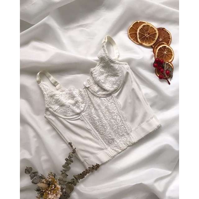 Áo corset trắng ren 2hand