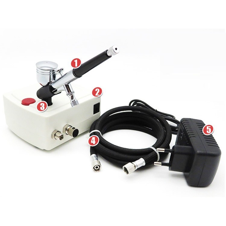 Trọn bộ súng phun sơn Airbrush HD 130 kèm máy nén khí mini