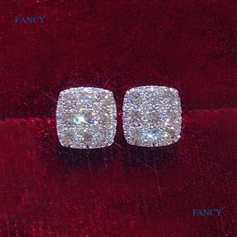 Đôi Khuyên Tai Hình Vuông Đính Đá Thời Trang Cho Nữ
