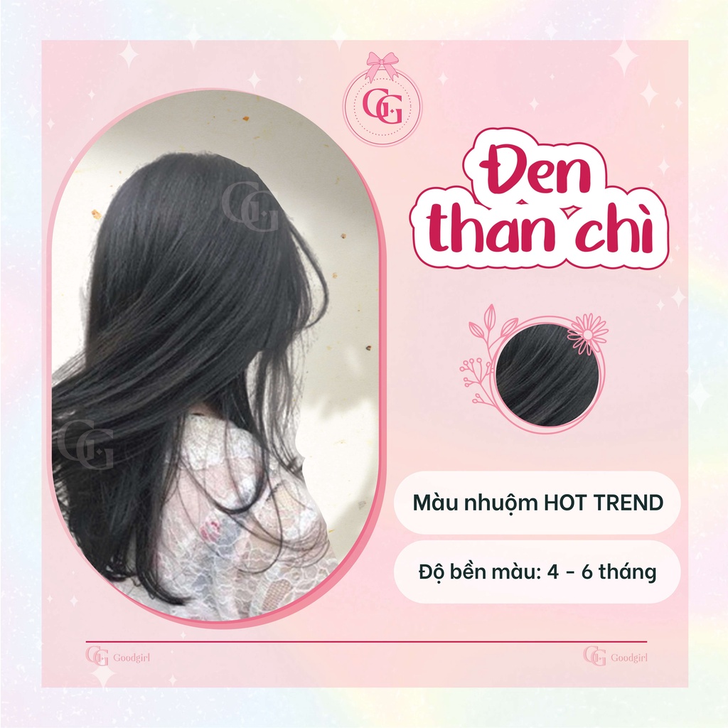 Thuốc nhuộm tóc màu Đen than chì + tặng kèm oxy và gang tay