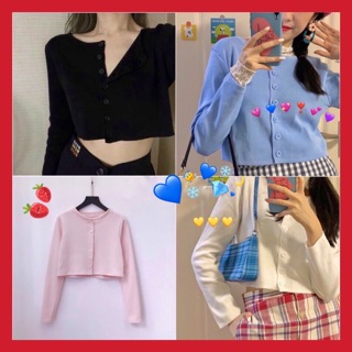 Áo croptop len tăm Yan tay dài 5 màu siêu hot
