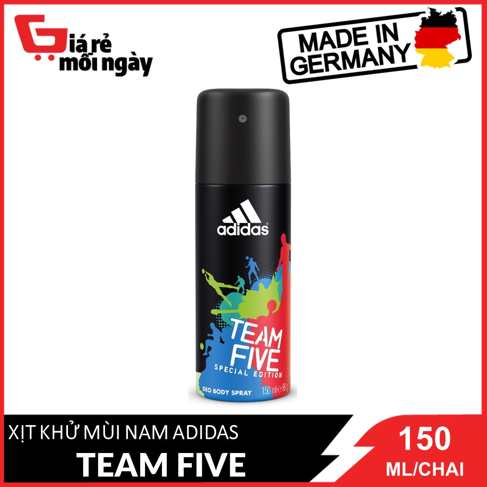 [Hàng nhập khẩu chính hãng] Xịt Khử Mùi Toàn Thân Nam Adidas Ngăn Mồ Hôi Team Five 150ml