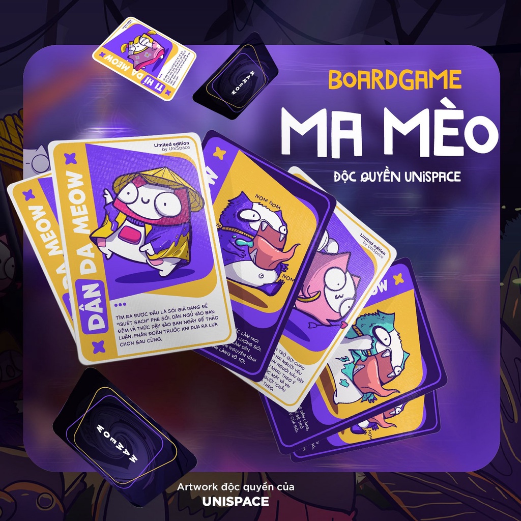 ●◑Bộ bài ma sói - ver mèo uni 23 thẻ cực ngộ nghĩnh artwork by unispace