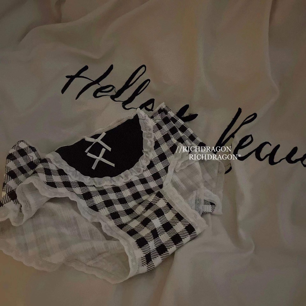 Quần Lót nữ Cotton Nguyên Chất Phối Ren Nơ In Họa Tiết Dễ Thương Thoải Mái Kháng Khuẩn Thoáng Khí Chống Vi Khuẩn Không Đường May Thoải Mái