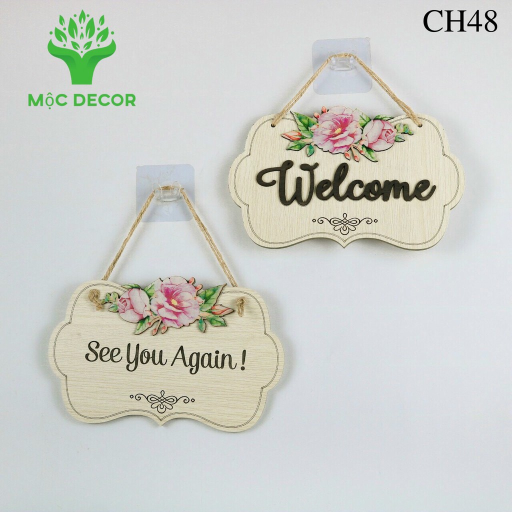 (TẶNG MÓC TREO)Bảng Gỗ Decor WELCOME - SEE YOU AGAIN Treo Tường,Cửa,Trang Trí Gia Đình,Cửa Hàng,Văn Phòng MỘC DECOR CH42