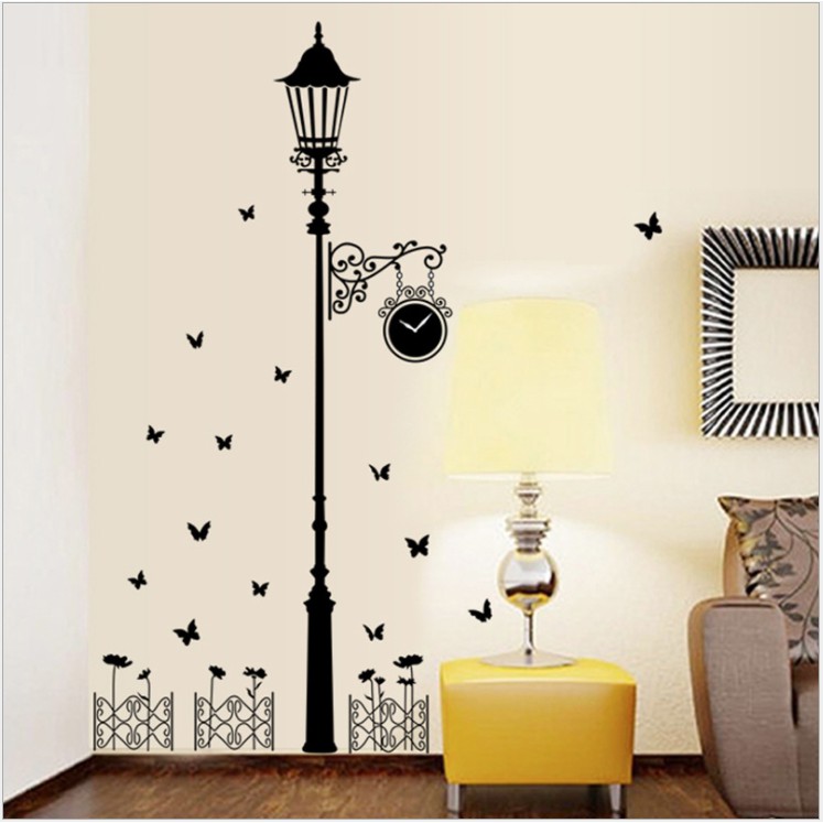 Decal Dán Tường Hình Trụ Đèn Đường - Trang Trí Decor Phòng Ngủ - Trang Trí Dán Tường Phòng Khách - Min STORE