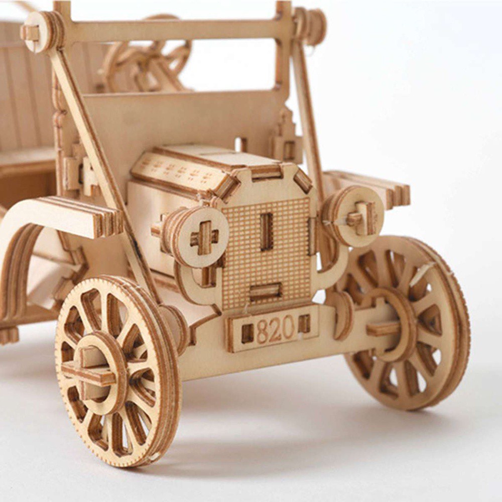 Đồ chơi lắp ráp mô hình xe cổ /tàu lửa /thuyền / máy bay 3D làm từ gỗ DIY vui nhộn cho bé
