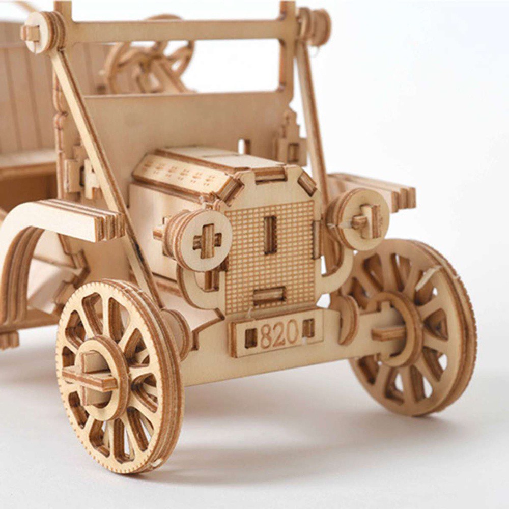 Đồ chơi lắp ráp mô hình xe cổ /tàu lửa /thuyền / máy bay 3D làm từ gỗ DIY vui nhộn cho bé