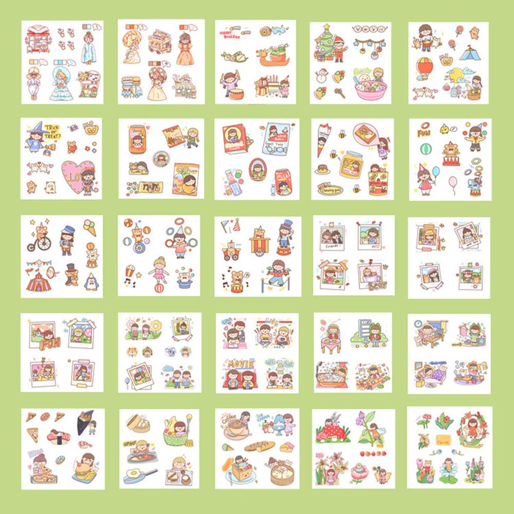 AUGUSTINE Bộ Nhãn Dán Màu Hồng Dễ Thương Dùng Trang Trí Sổ Tay DIY