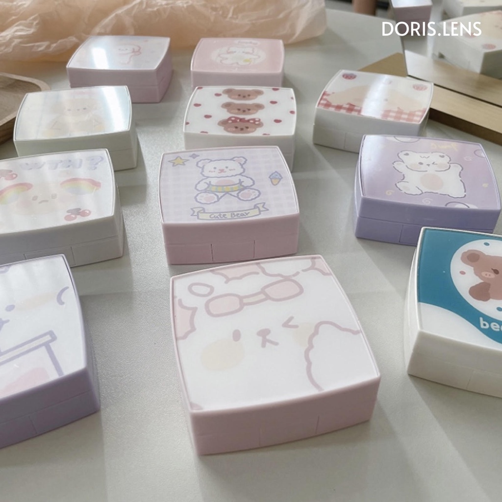 Khay Gương Đựng Lens Và Bộ Dụng Cụ Đeo Lens DORIS.LENS - Teddy Bear