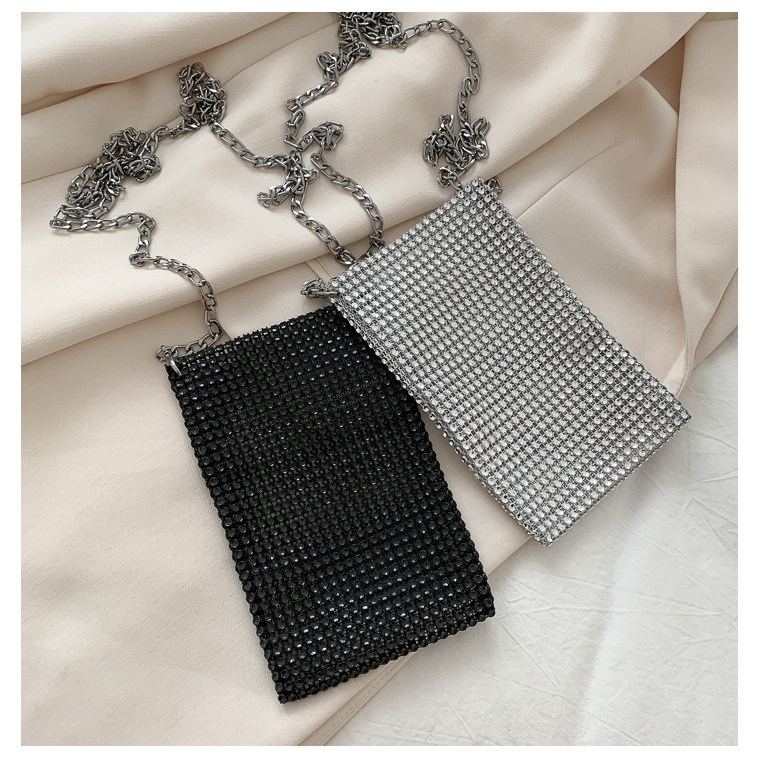 Summer rhinestone mobile phone bag 2020 new bag Women's bright star chain shoulder messenger Women's