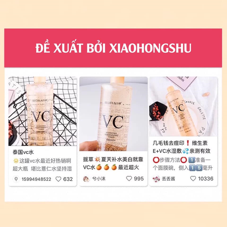 Nước Hoa Hồng Toner VC Beotua 300ml Hydrating Moisturizing Chiết Xuất Cam Tươi Cấp Ẩm, Dưỡng Da Trắng Sáng Mịn Màng