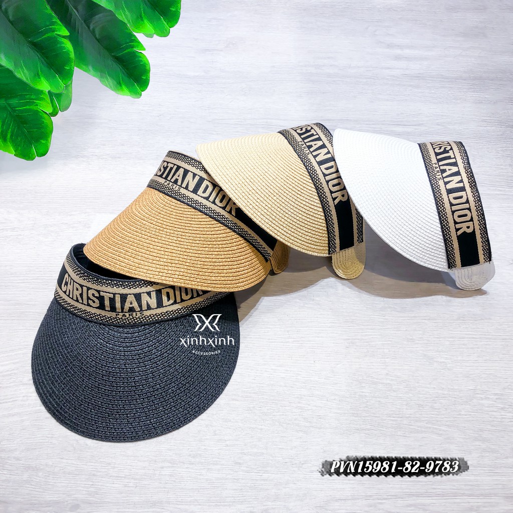 Mũ cói nửa đầu ruy băng chữ thời trang phong cách trẻ trung năng động - Xinh Xinh Accessories