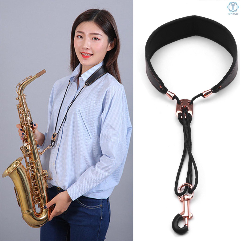 Dây đeo kèn Saxophone  làm từ da móc kim loại có thể điều chỉnh chất lượng cao