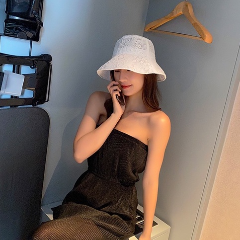 Nón Tai Bèo Phối Ren Mỏng Vành Phẳng Kiểu Nhật Bản Thời Trang Mùa Hè Cho Nữ