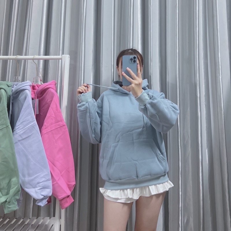 Áo hoodie nỉ bông QC trơn 7 màu