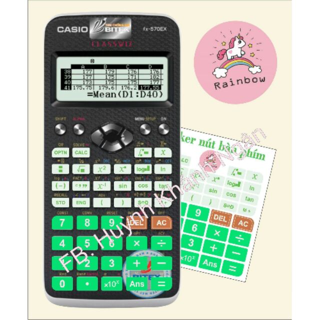 decan phím casio 580 xanh lá cây phím dán máy tính casio fx 580 vn x