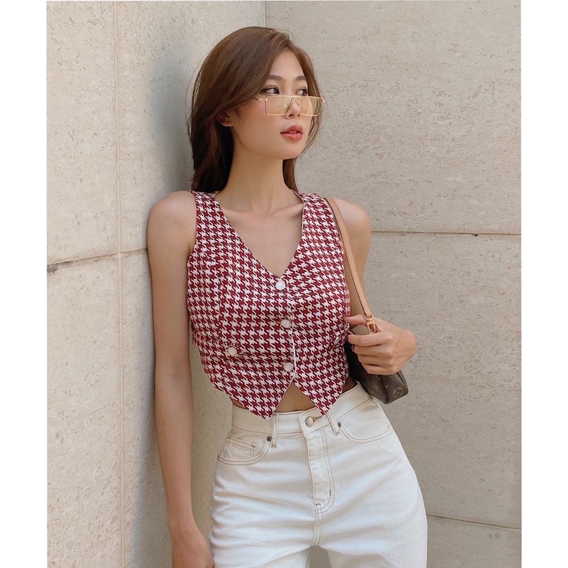 Áo croptop kiểu gile cá tính REVERCLOTHINGS dạ cao cấp Gile Top