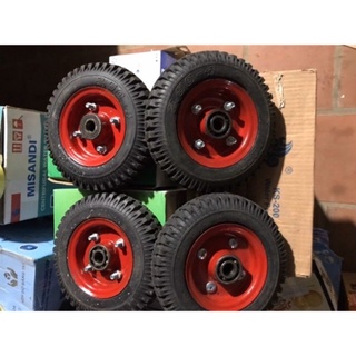 Bánh xe cao su đỏ đúc đường kính 20cm có bi