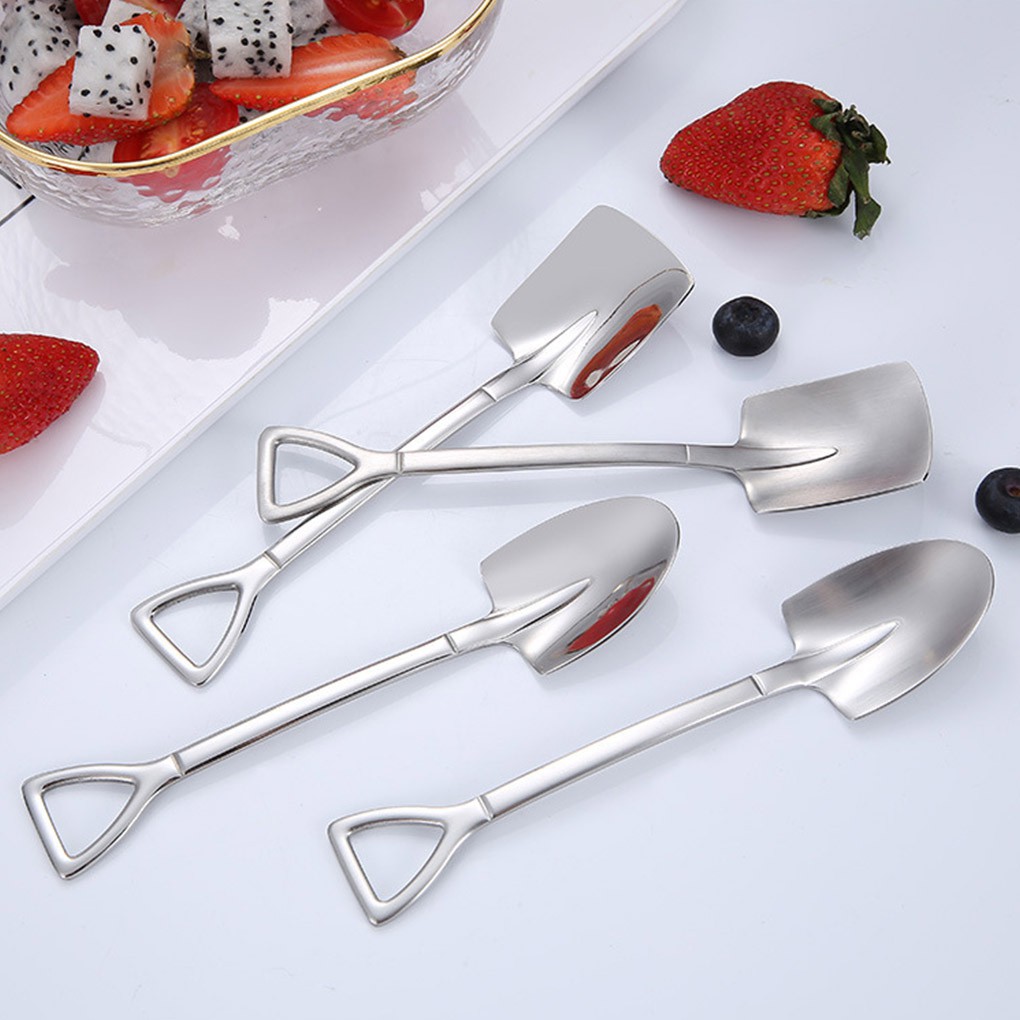 Muỗng ăn tráng miệng bằng thép không gỉ thiết kế hình chiếc xẻng độc đáo tiện dụng