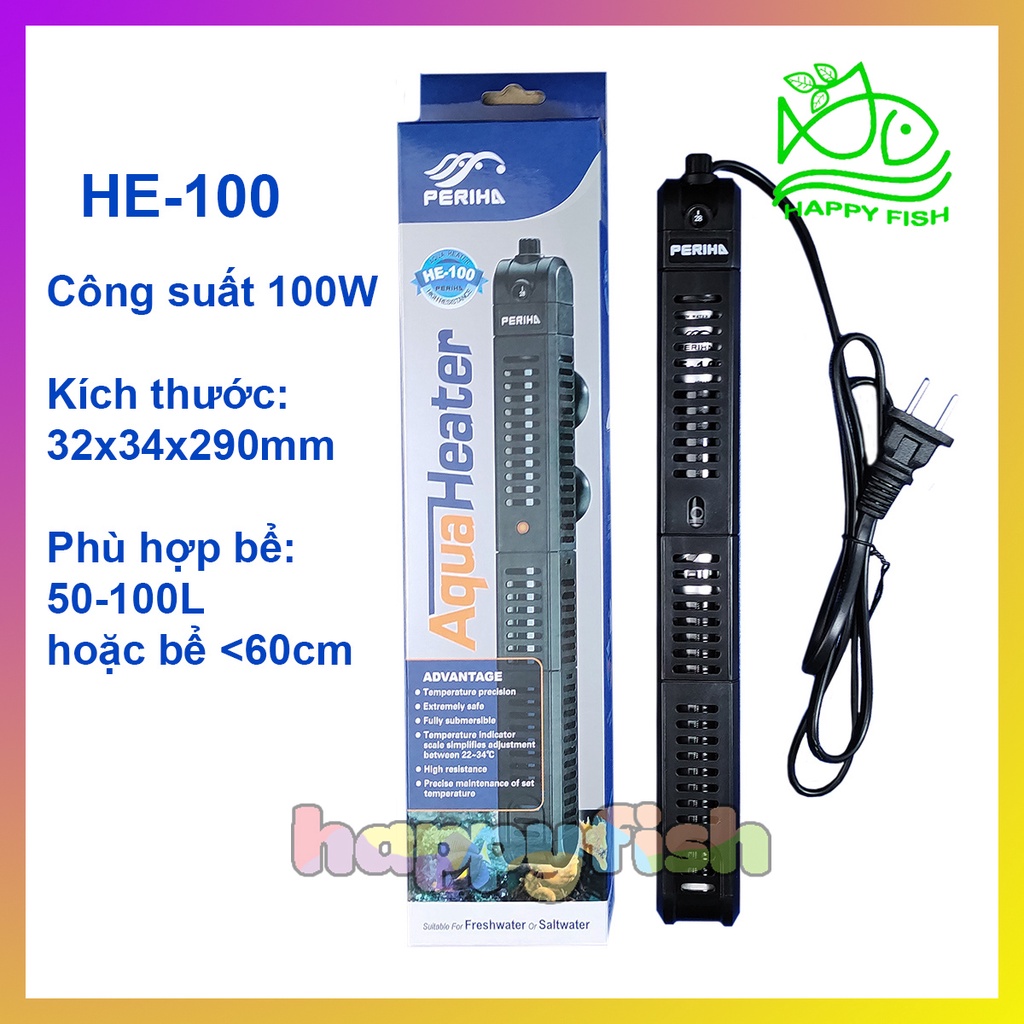 Sưởi bể cá Periha HE 50/100/200/300/500W, Sưởi bể cá cao cấp