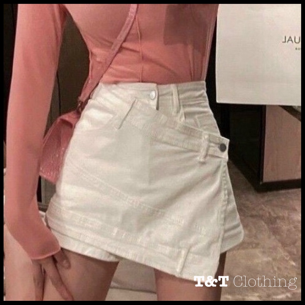 Quần short giả váy kiểu nữ cạp cao vạt chéo chất vải cao cấp co dãn - CV0045 | 23tshop