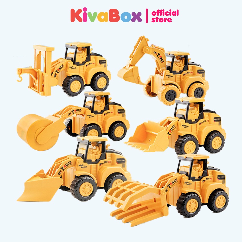 Xe máy xúc đồ chơi cho bé Kivabox, đồ chơi trẻ em, bền bỉ, an toàn