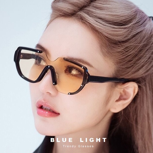 Kính Râm, Kính Mát Nam Nữ Độc Lạ Mắt To Cá Tính Mắt Vàng, Xanh Ngọc - BLUE LIGHT