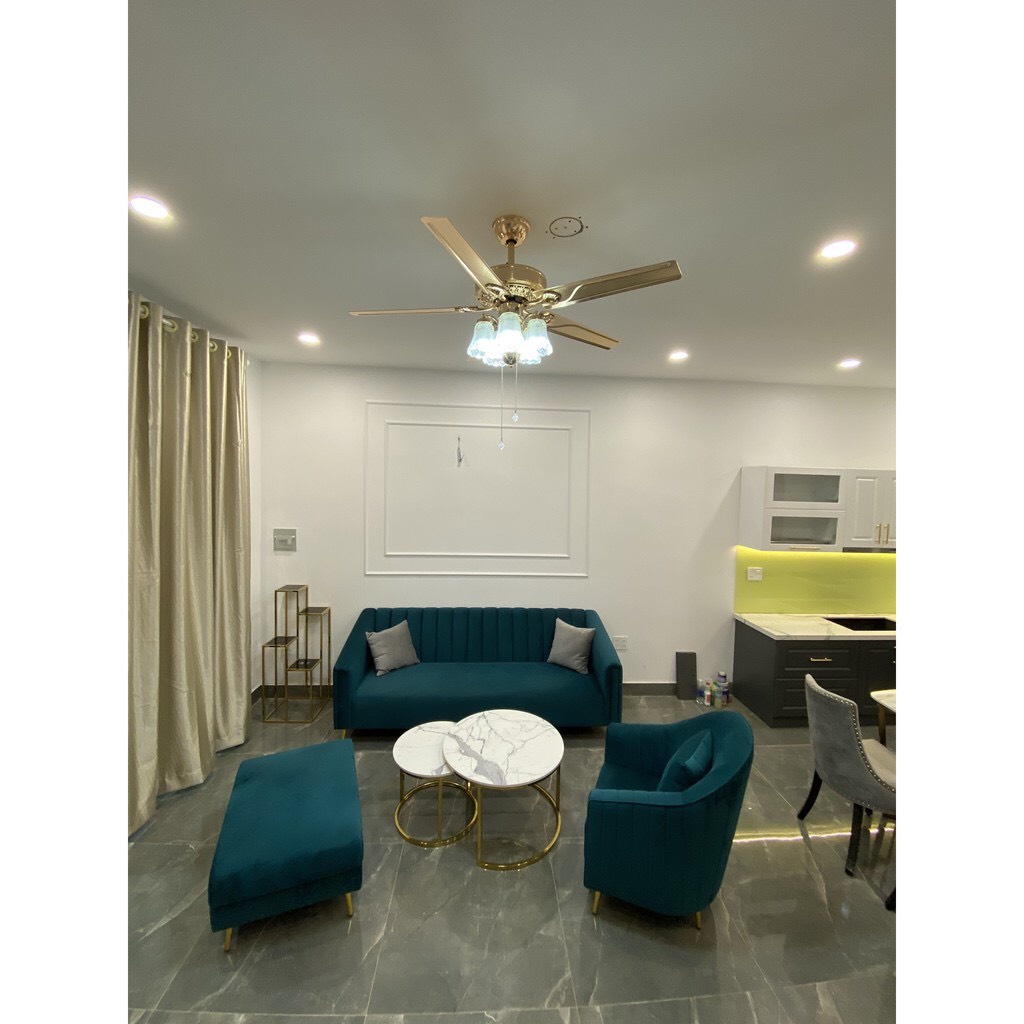 Quạt trần đèn,Quạt trần cánh thép 5 bóng trang trí phòng khách đẹp có remote từ xa tặng kèm bóng Led tiết kiệm điện