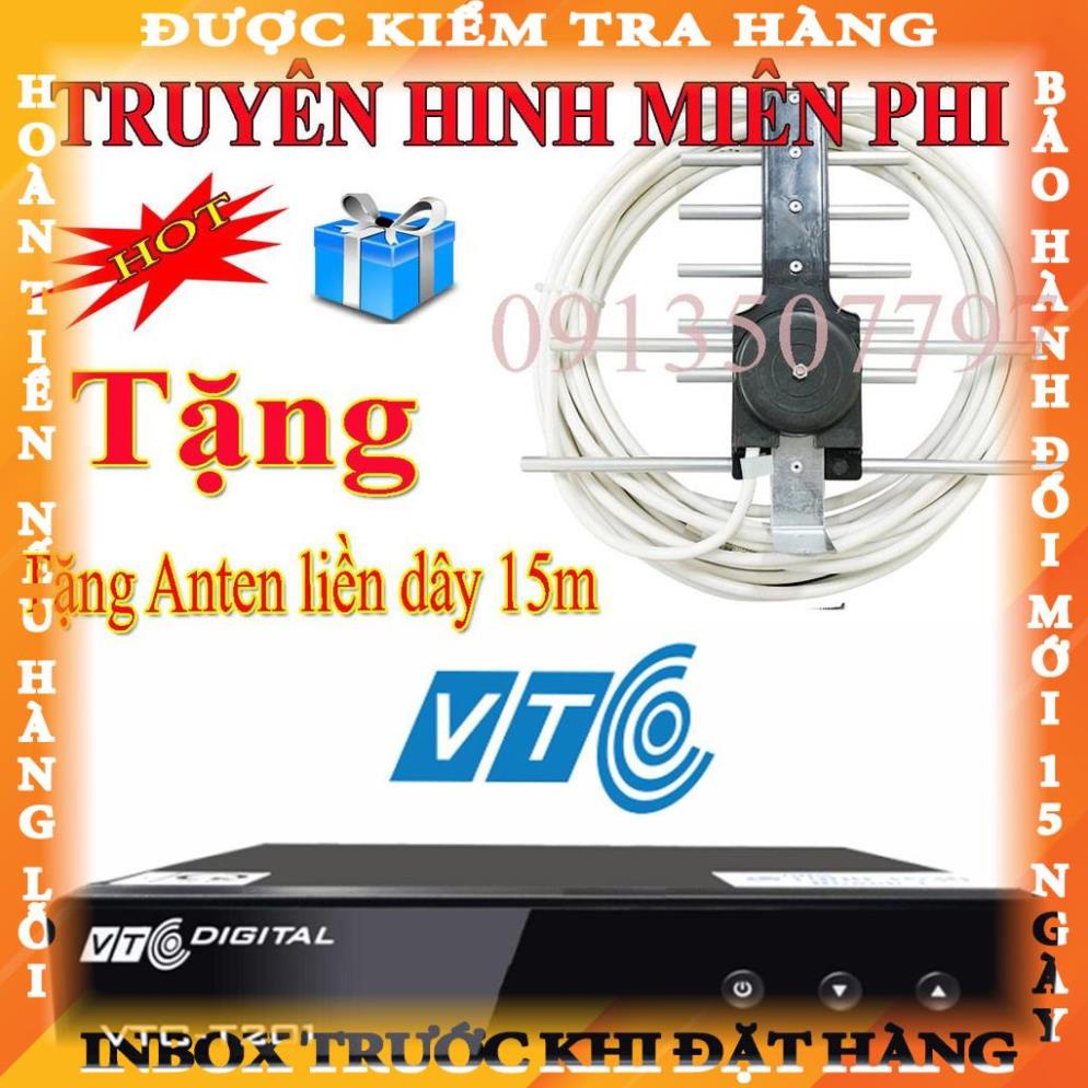 đầu thu truyền hình số mặt đất DVB T2 VTC T201 tăng anten kèm dây 15m  thangthanh