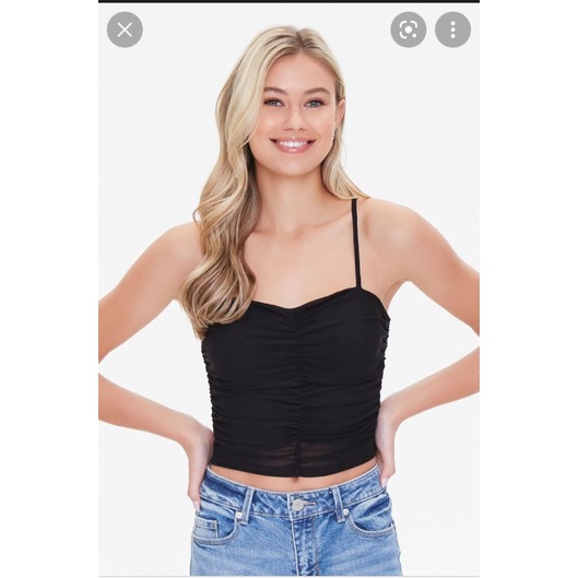 Áo crop top cami ruched hai dây nhún ngực f21 VNXK croptop sexy forever 21 xuất khẩu dư xịn