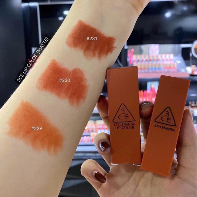 [HÀNG NHẬP KHẨU CHÍNH HÃNG 100%]Son thỏi 3CE Matte Lip Color #229, #230, #231 | BigBuy360 - bigbuy360.vn