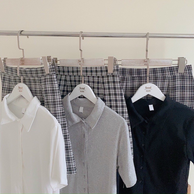 Thun Cotton crop cổ bẻ Cúc Quang Chau , From vừa , Ulzzang hottren 20021 lustore | BigBuy360 - bigbuy360.vn