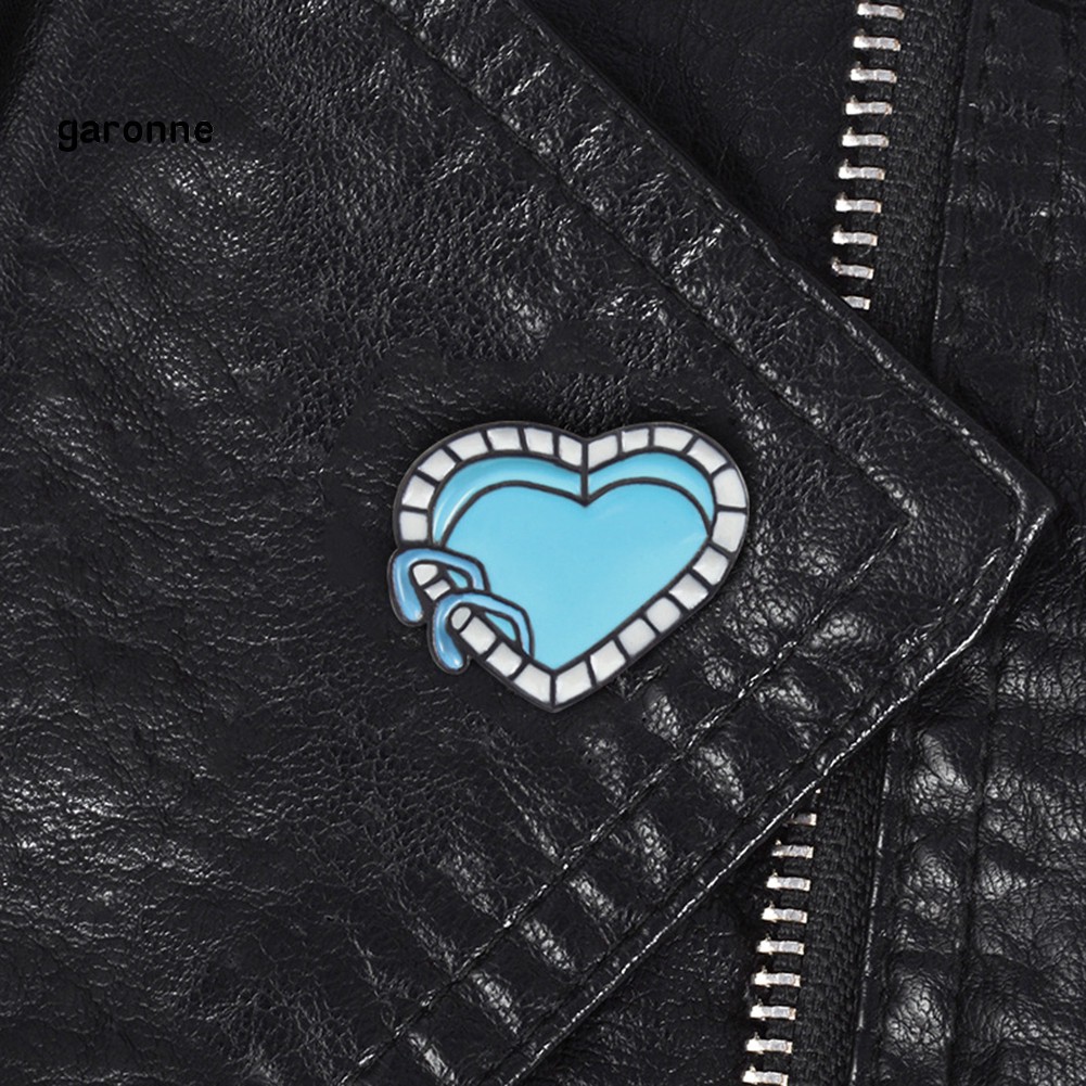 GA_Cartoon Enamel Love Heart Swimming Pool Badge Collar Lapel Brooch Pin Jewelry