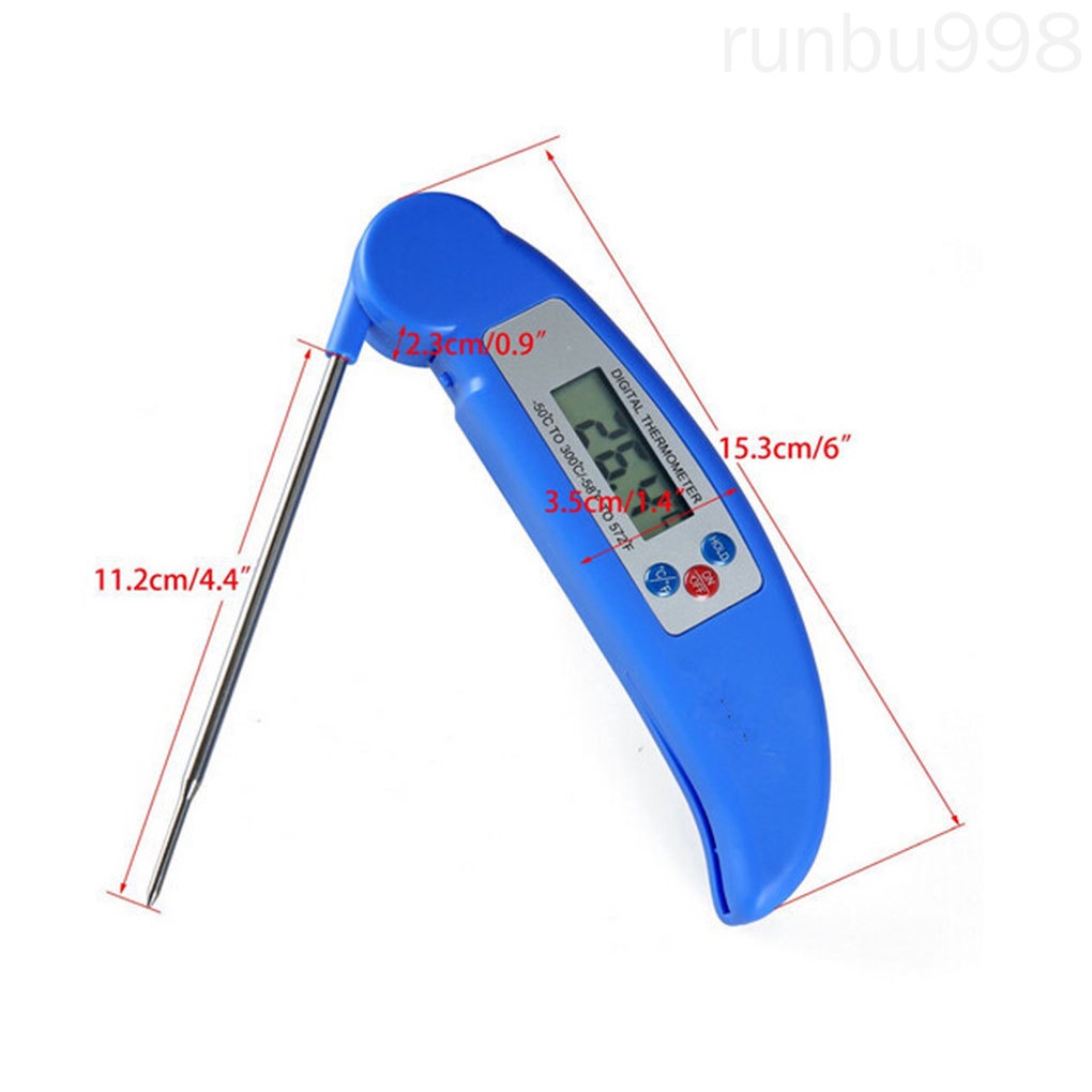 Nhiệt Kế Đo Nhiệt Độ Thức Ăn Bằng Thép Không Gỉ Abs Kỹ Thuật Số Có Thể Gập Lại Tiện Dụng Cho Nhà Bếp Runbu998