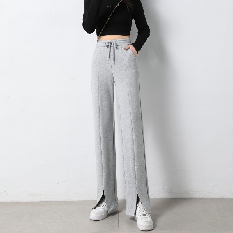 Quần dài lưng cao ống rộng thiết kế xẻ tà cá tính thời trang dành cho nữ | BigBuy360 - bigbuy360.vn