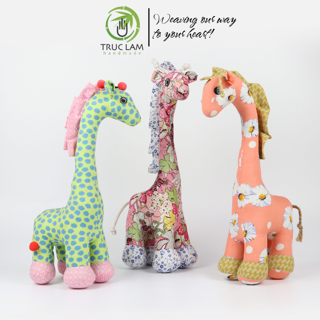 Đồ Chơi Cho Bé Thú Nhồi Bông Hình Con Hươu Cao Cổ Vải Hoa Bông Gòn Cao Cấp - Trúc Lâm Handmade