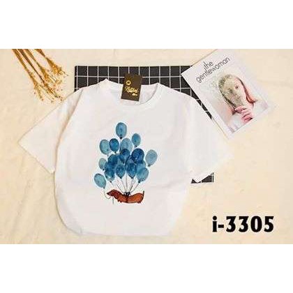 Áo Thun Nam Nữ Tay Lỡ Unisex Oversize Form Rộng Basic Tee Hình bông bóng xanh
