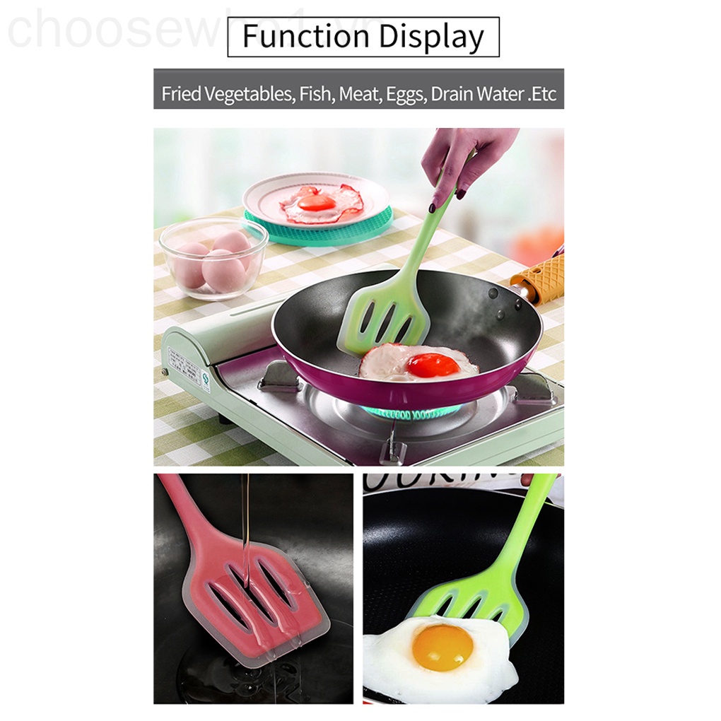 Xẻng Lật Thức Ăn Bằng Silicone Chống Dính Có Rãnh Tiện Dụng Cho Nhà Bếp 1