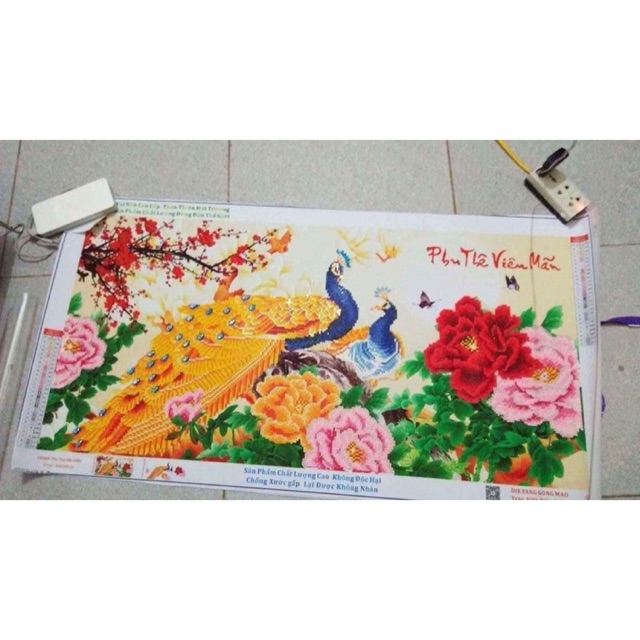 Tranh đính đá thành phẩm đôi công